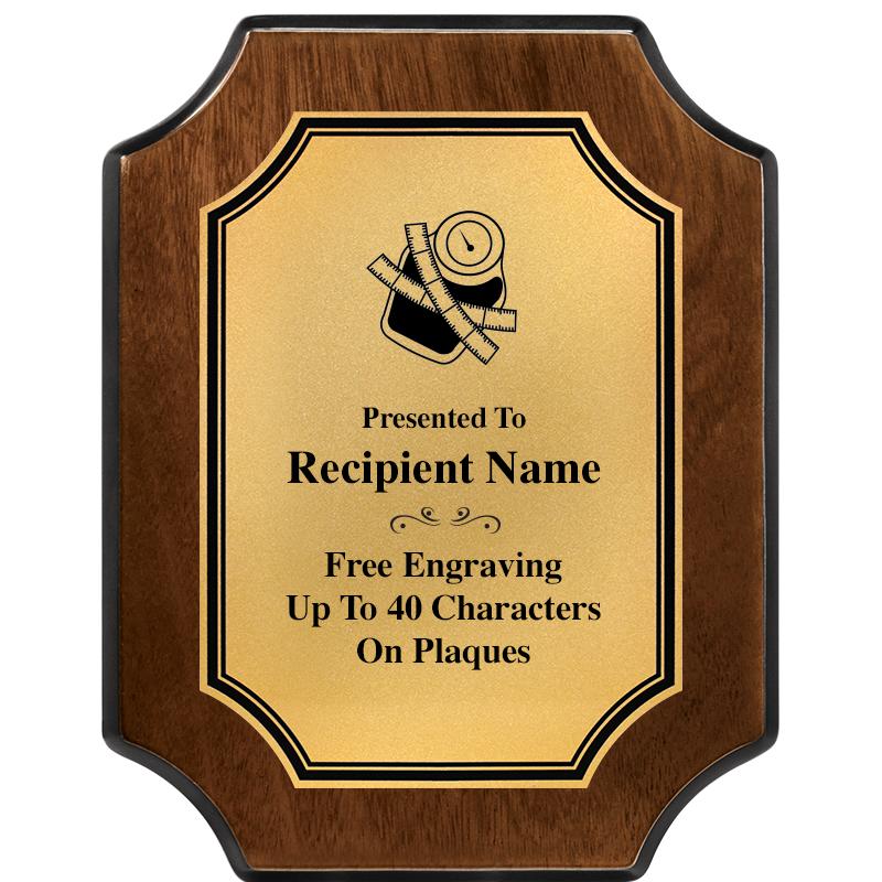 7X9 WALNUT FIN SCLLP PLQ GD PL