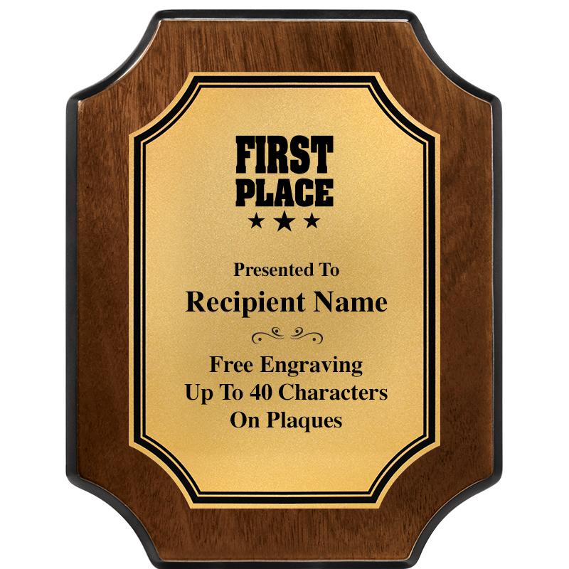 7X9 WALNUT FIN SCLLP PLQ GD PL