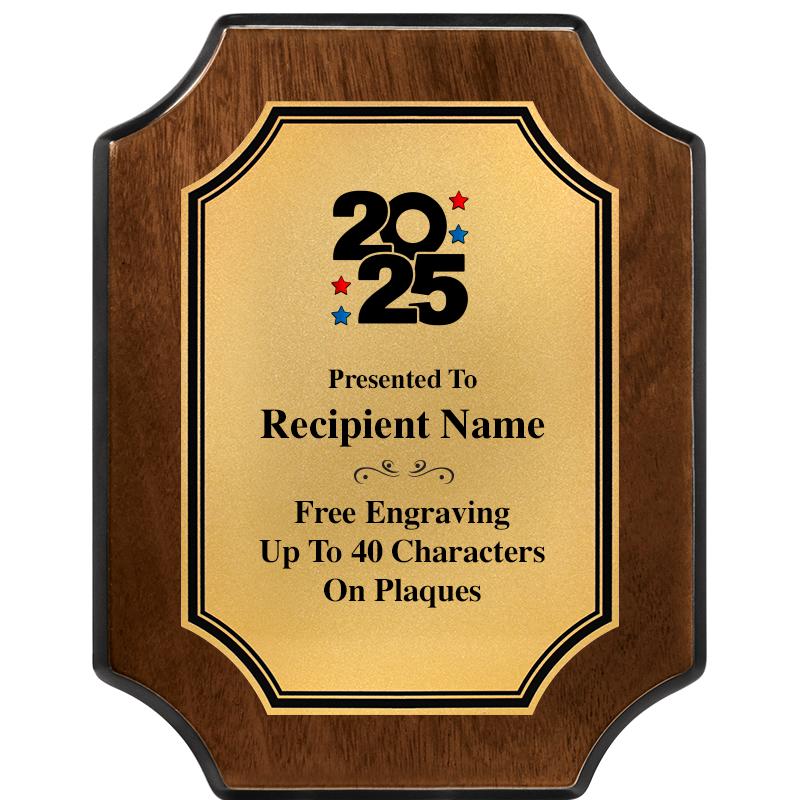 7X9 WALNUT FIN SCLLP PLQ GD PL