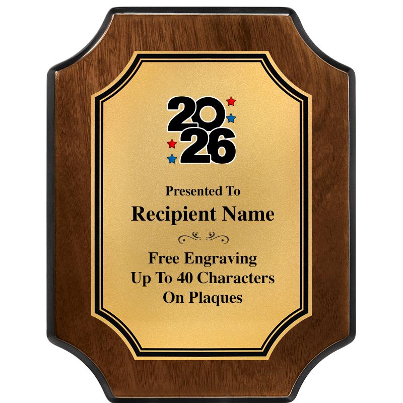 7X9 WALNUT FIN SCLLP PLQ GD PL