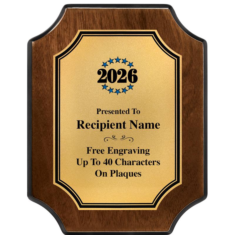 7X9 WALNUT FIN SCLLP PLQ GD PL