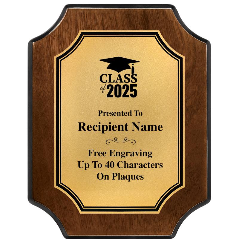 7X9 WALNUT FIN SCLLP PLQ GD PL