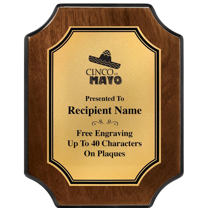 7X9 WALNUT FIN SCLLP PLQ GD PL