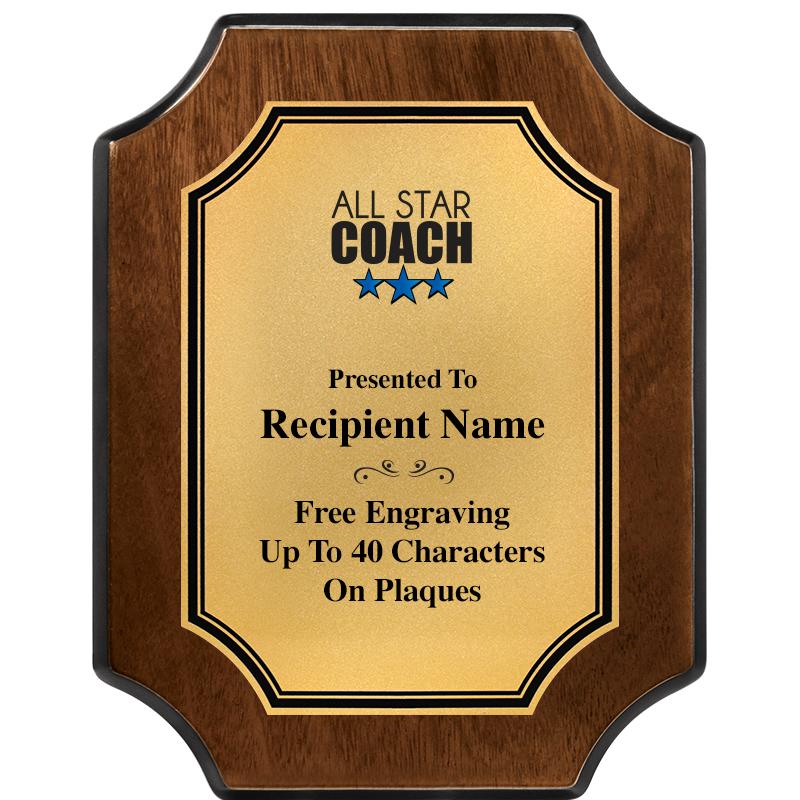 7X9 WALNUT FIN SCLLP PLQ GD PL