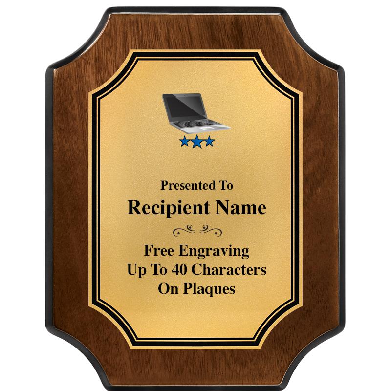 7X9 WALNUT FIN SCLLP PLQ GD PL