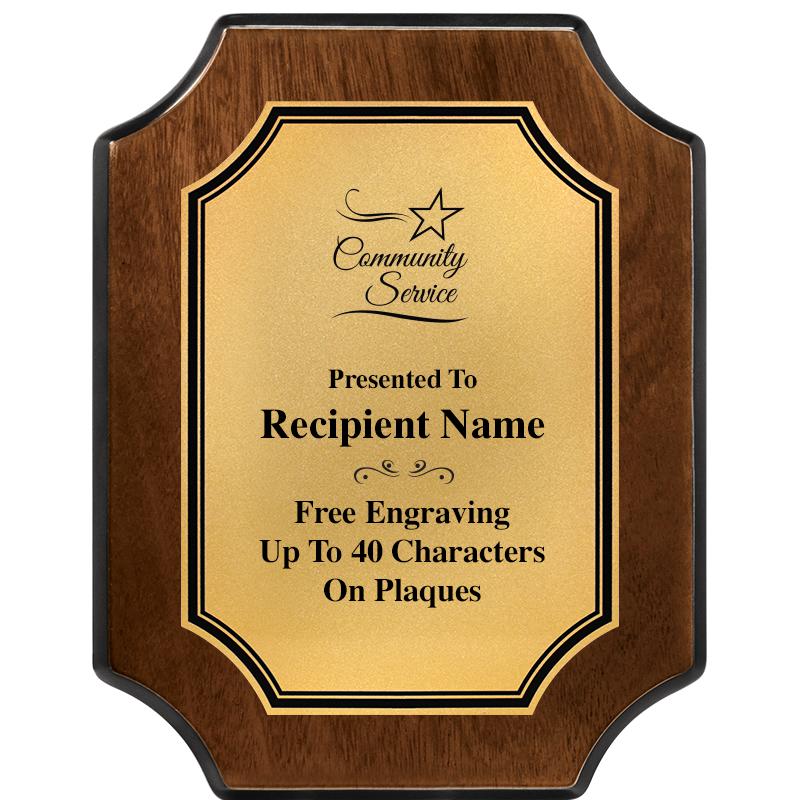 7X9 WALNUT FIN SCLLP PLQ GD PL