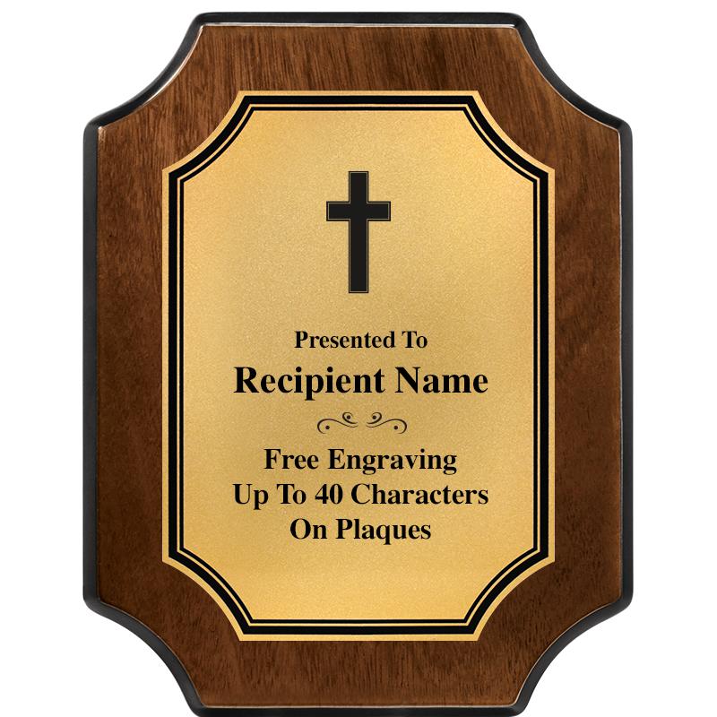 7X9 WALNUT FIN SCLLP PLQ GD PL