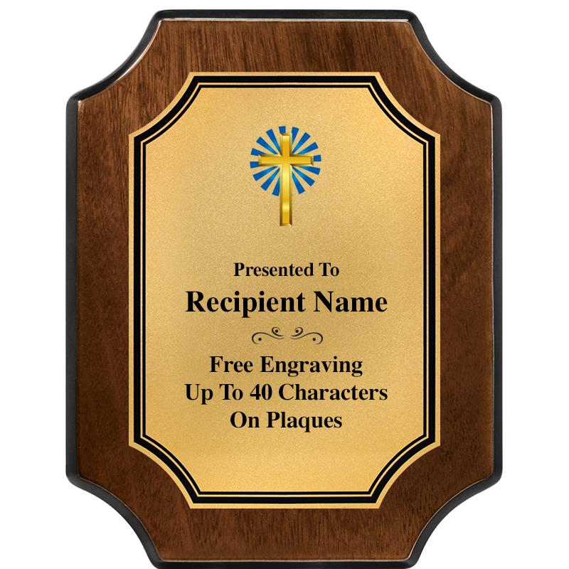 7X9 WALNUT FIN SCLLP PLQ GD PL