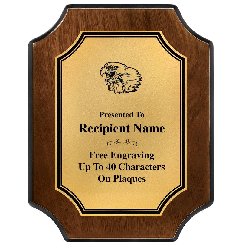 7X9 WALNUT FIN SCLLP PLQ GD PL