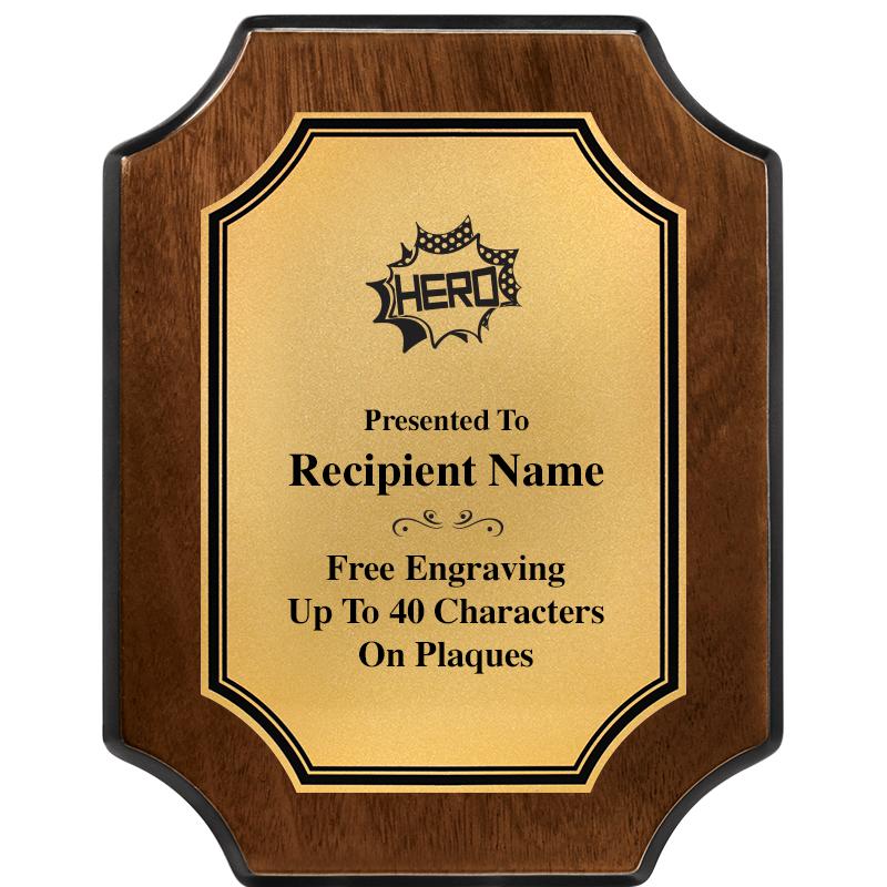 7X9 WALNUT FIN SCLLP PLQ GD PL