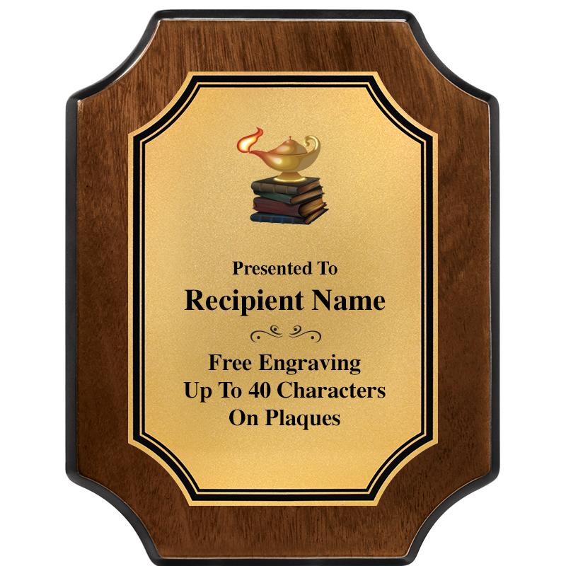 7X9 WALNUT FIN SCLLP PLQ GD PL