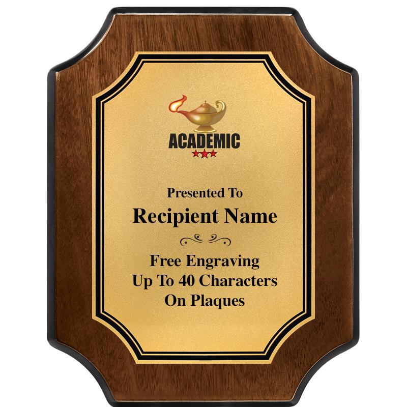 7X9 WALNUT FIN SCLLP PLQ GD PL