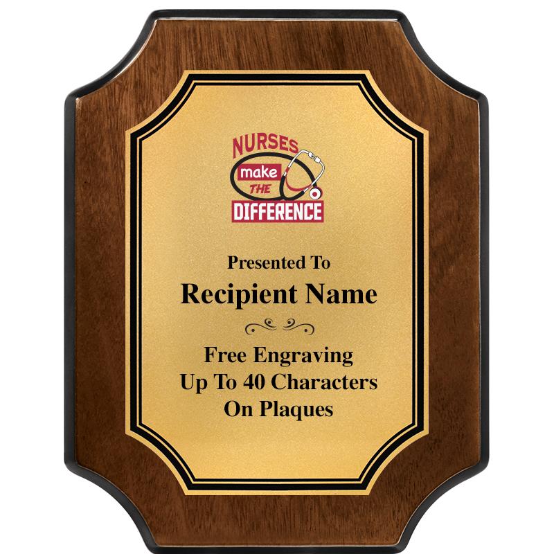 7X9 WALNUT FIN SCLLP PLQ GD PL