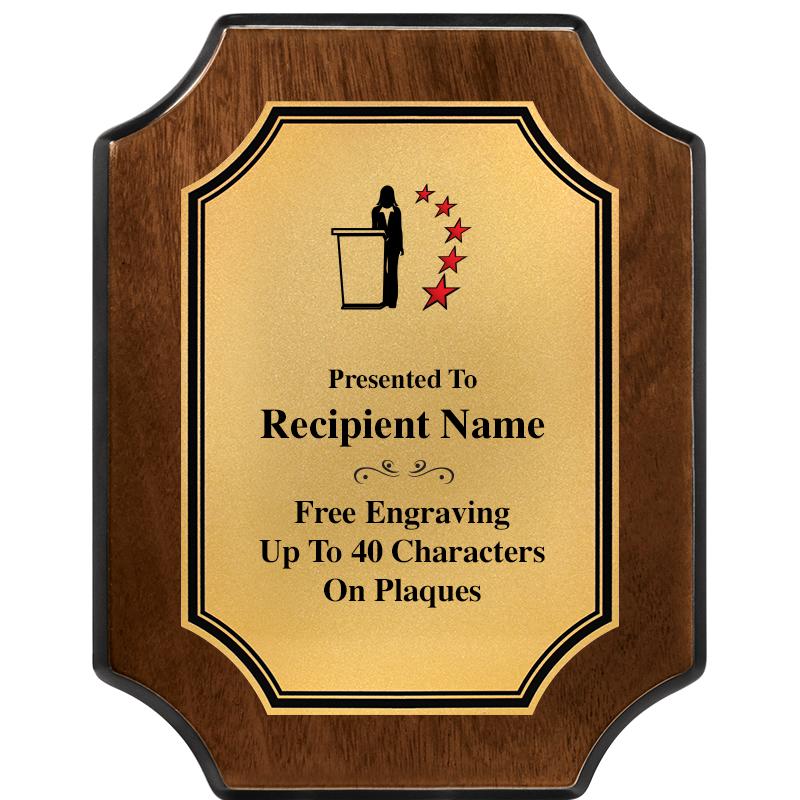 7X9 WALNUT FIN SCLLP PLQ GD PL