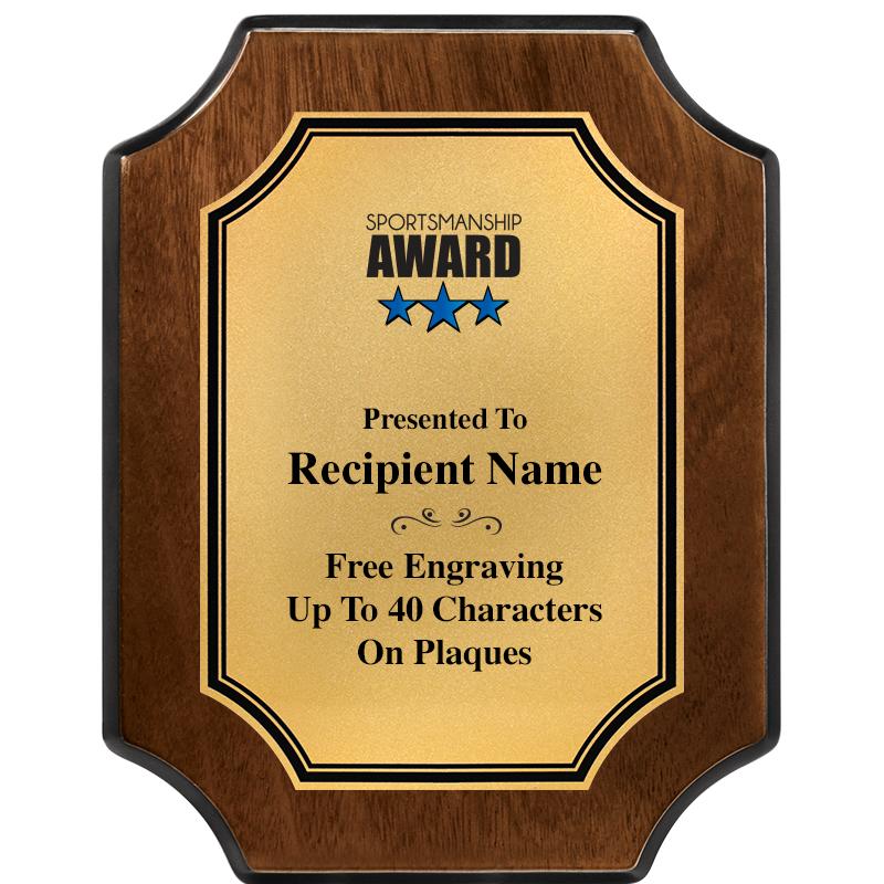 7X9 WALNUT FIN SCLLP PLQ GD PL