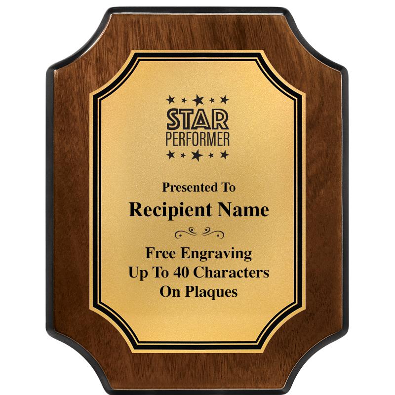 7X9 WALNUT FIN SCLLP PLQ GD PL