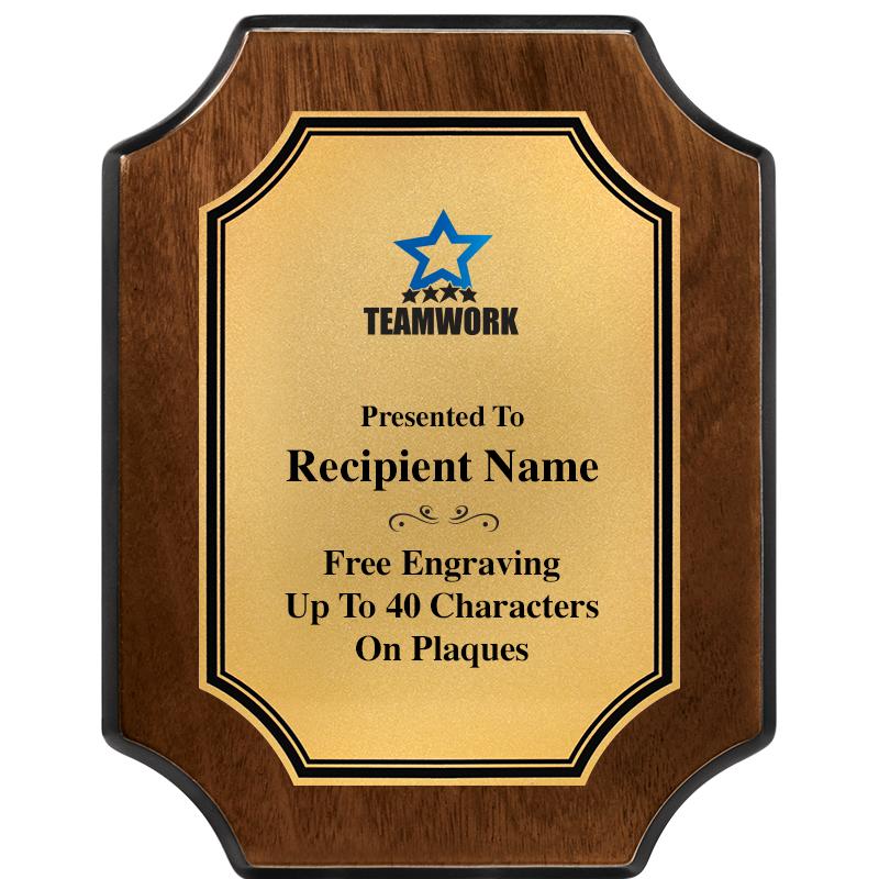 7X9 WALNUT FIN SCLLP PLQ GD PL