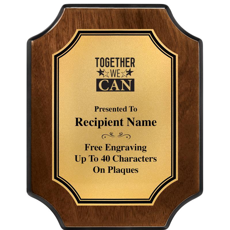 7X9 WALNUT FIN SCLLP PLQ GD PL