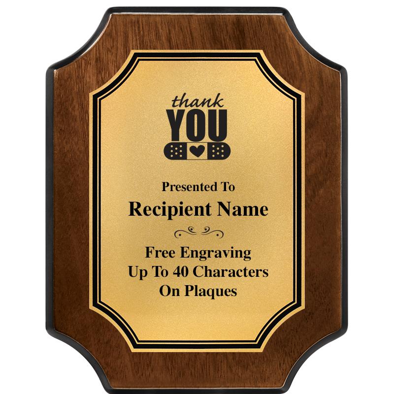 7X9 WALNUT FIN SCLLP PLQ GD PL