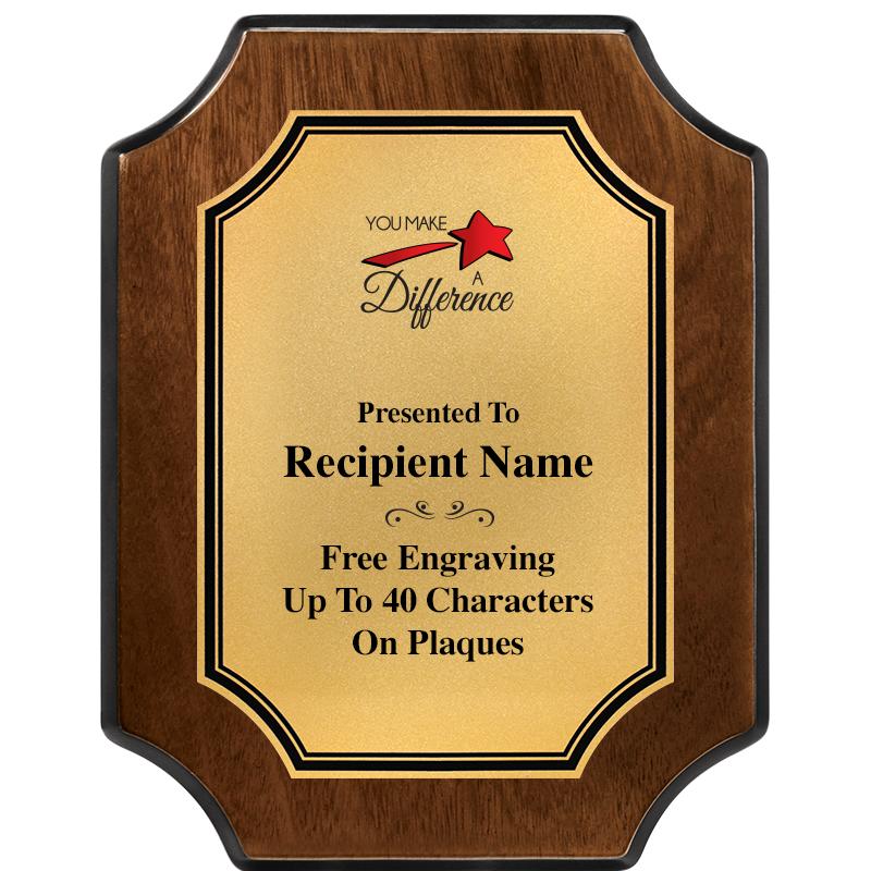 7X9 WALNUT FIN SCLLP PLQ GD PL