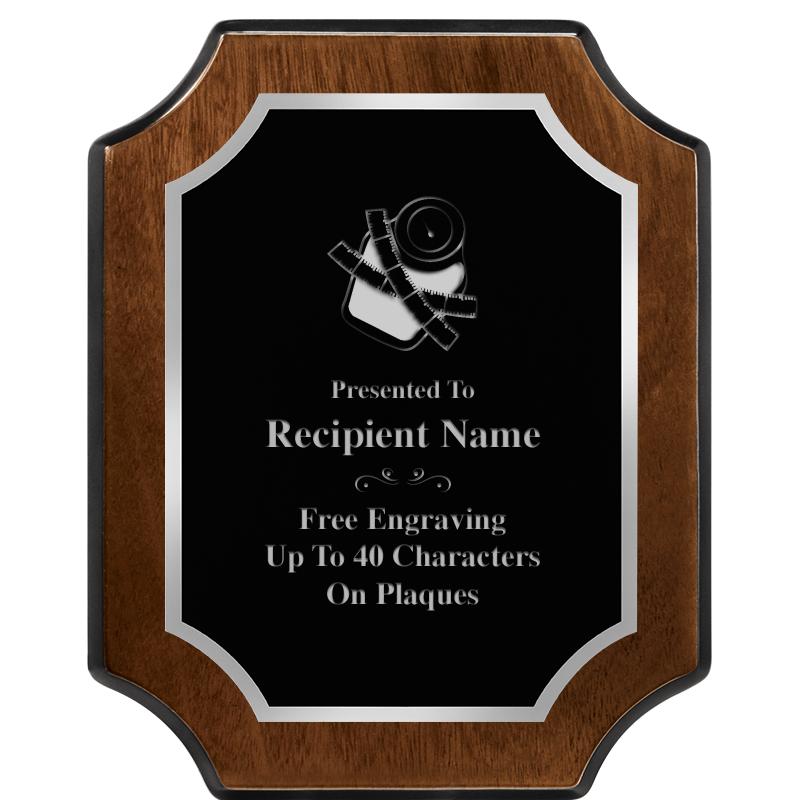 8X10 WALNUT FNSH SCALLOP SV PL