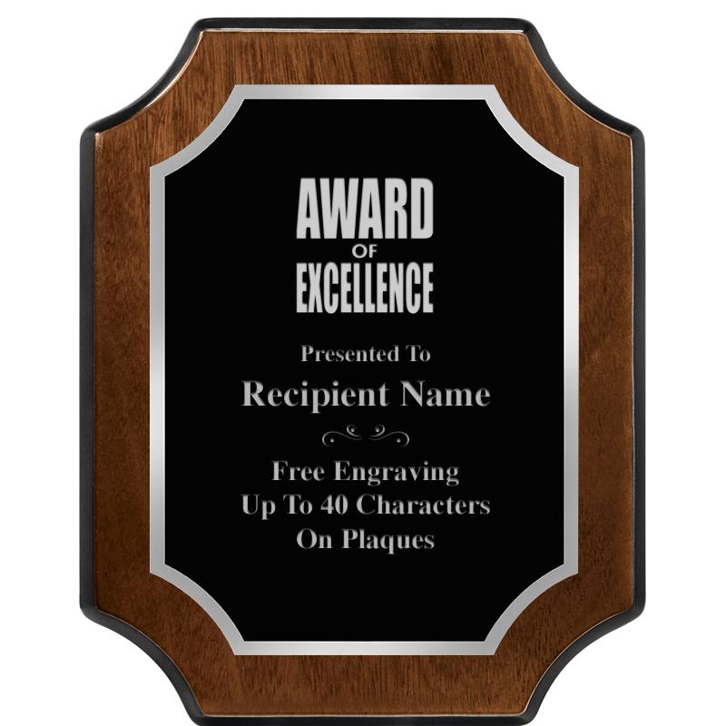 8X10 WALNUT FNSH SCALLOP SV PL