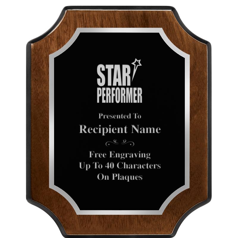 8X10 WALNUT FNSH SCALLOP SV PL