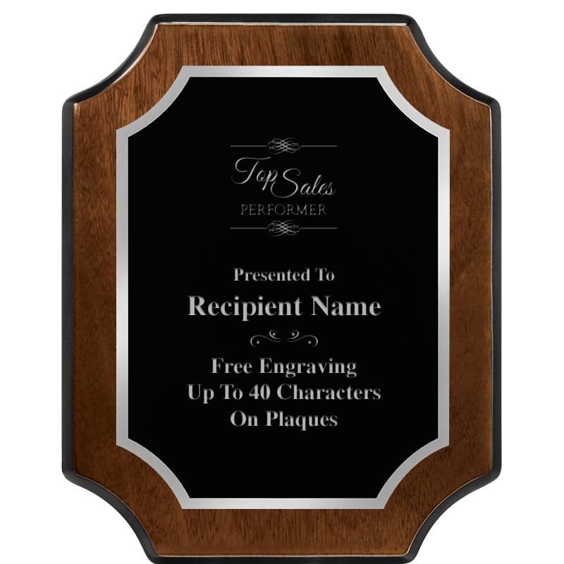 8X10 WALNUT FNSH SCALLOP SV PL