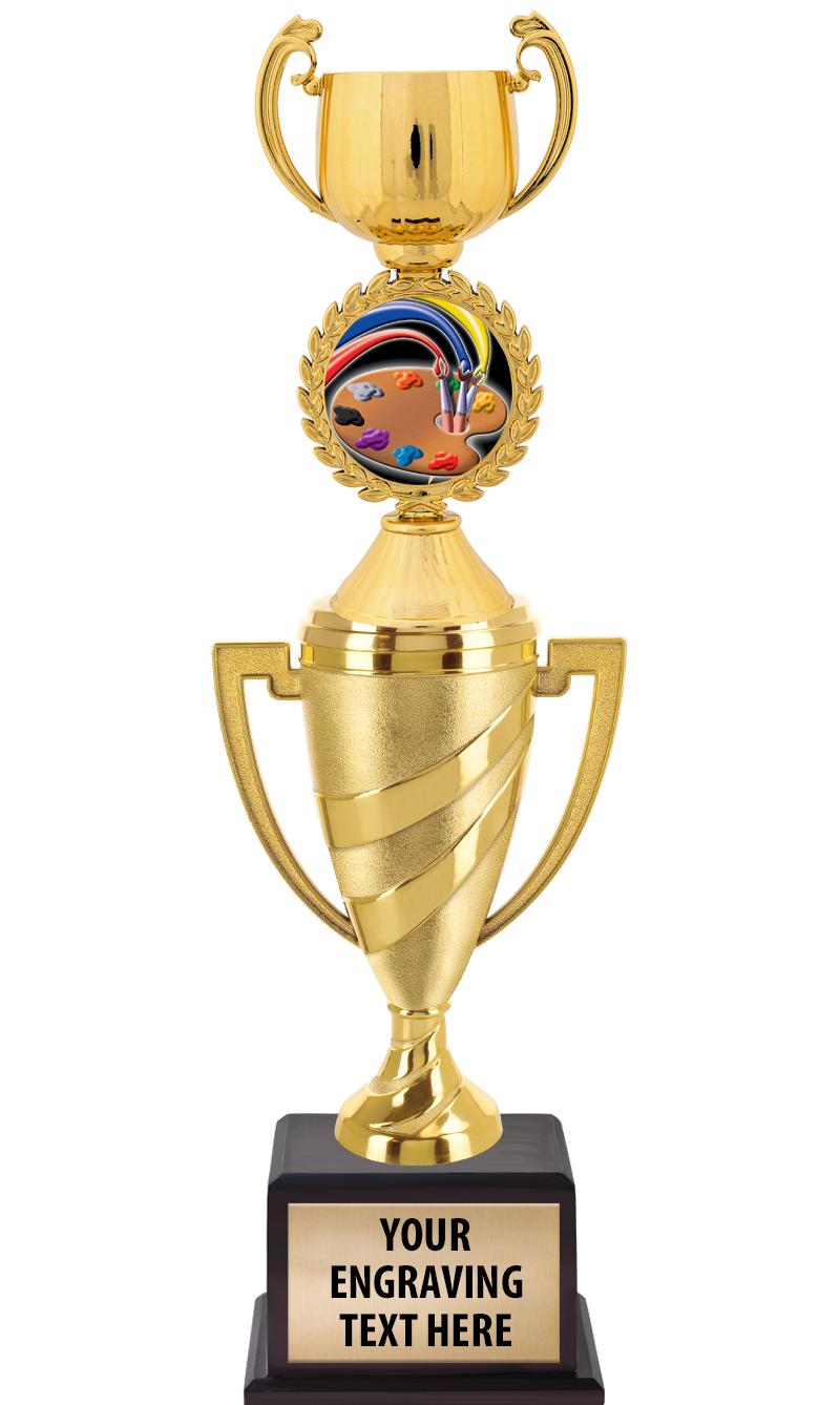 13"SWIRL CUP WOOD BS W FIG TRP