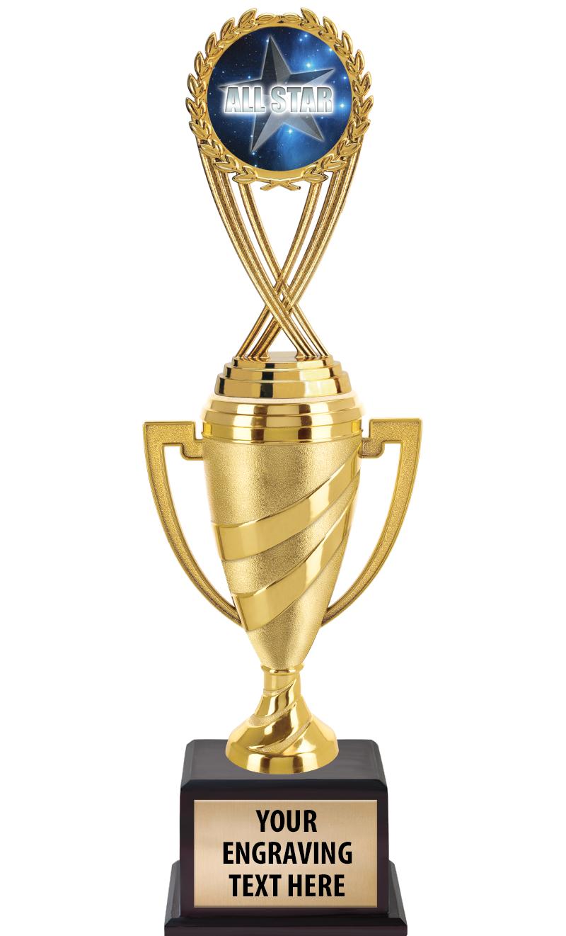 13"SWIRL CUP WOOD BS W FIG TRP