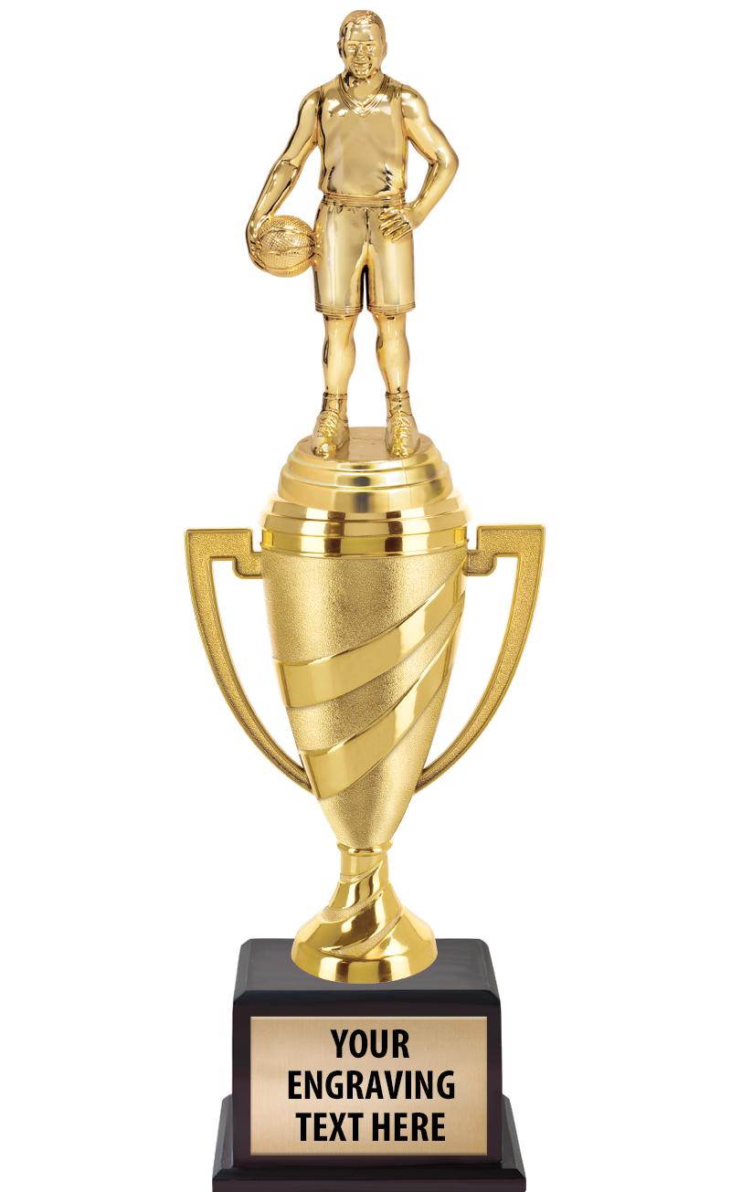 13"SWIRL CUP WOOD BS W FIG TRP