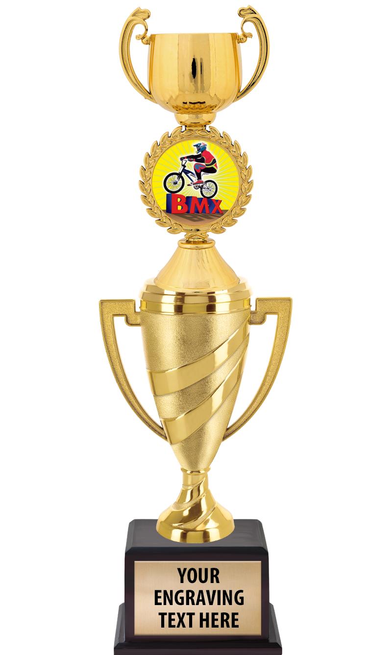 13"SWIRL CUP WOOD BS W FIG TRP