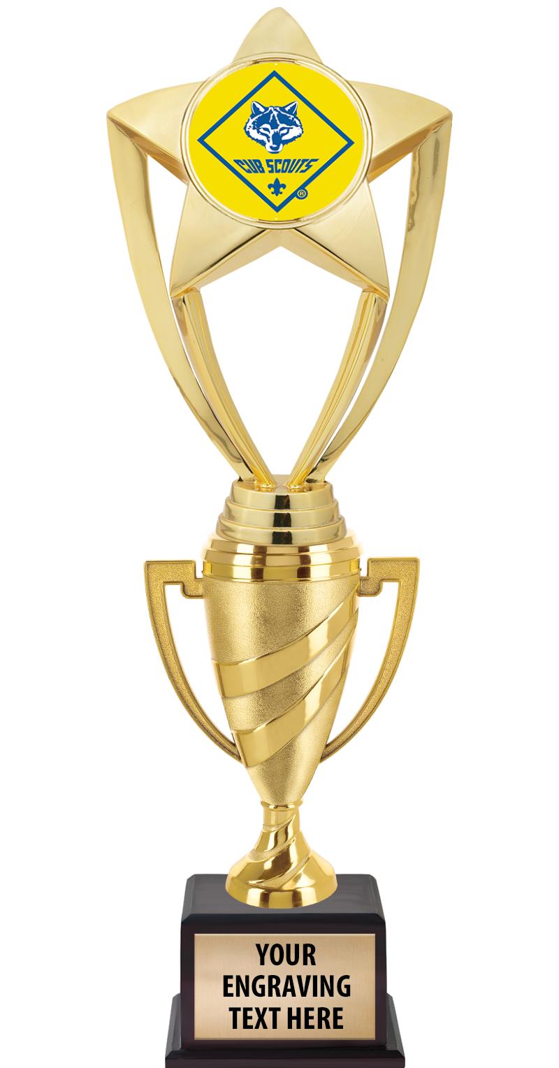 13"SWIRL CUP WOOD BS W FIG TRP