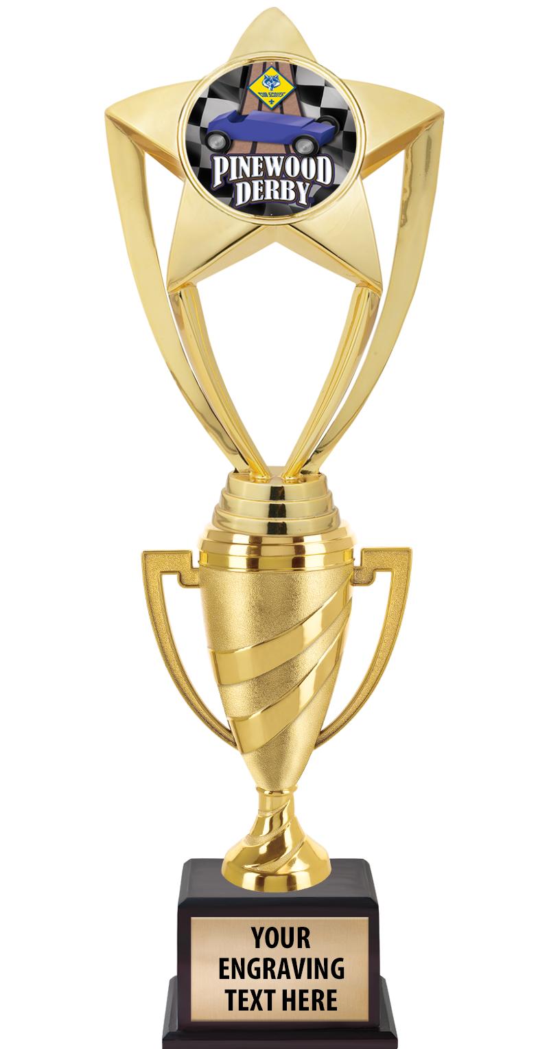 13"SWIRL CUP WOOD BS W FIG TRP