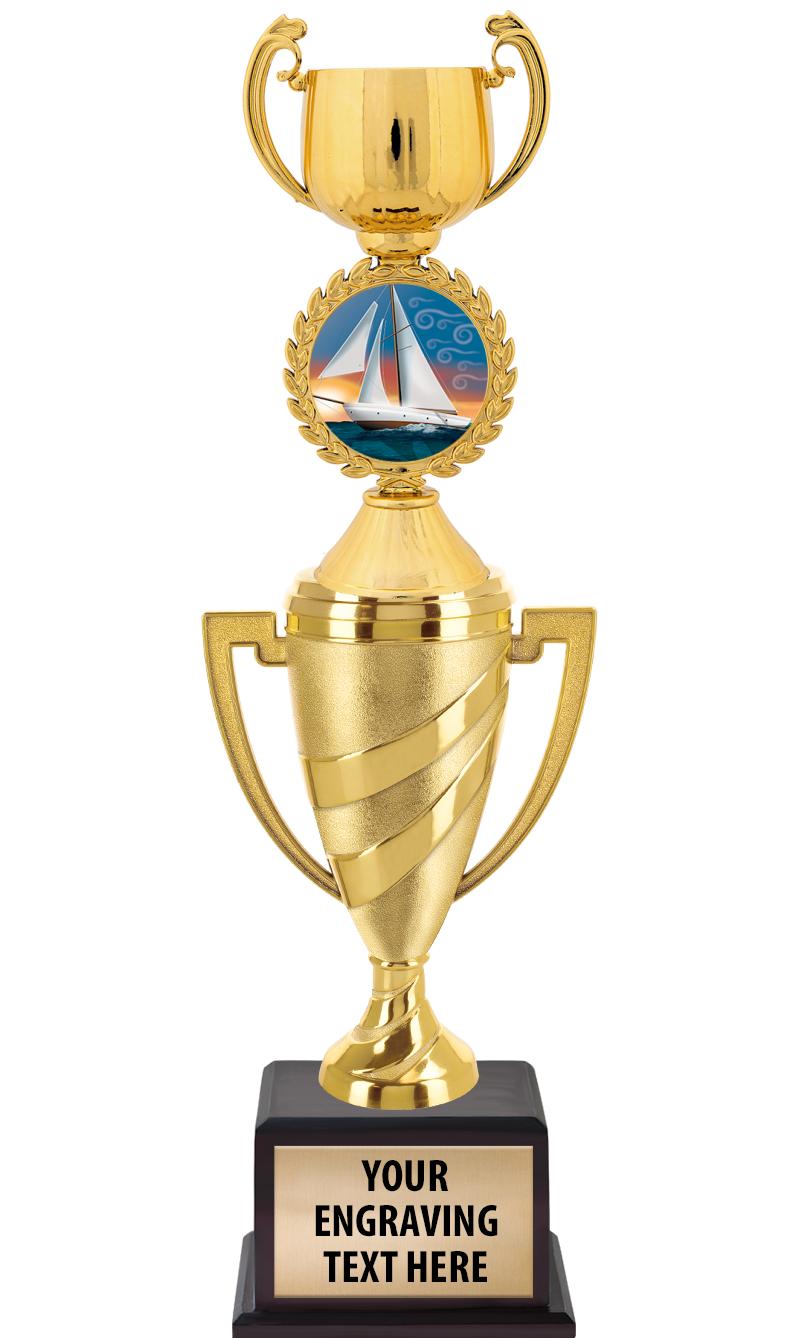 13"SWIRL CUP WOOD BS W FIG TRP