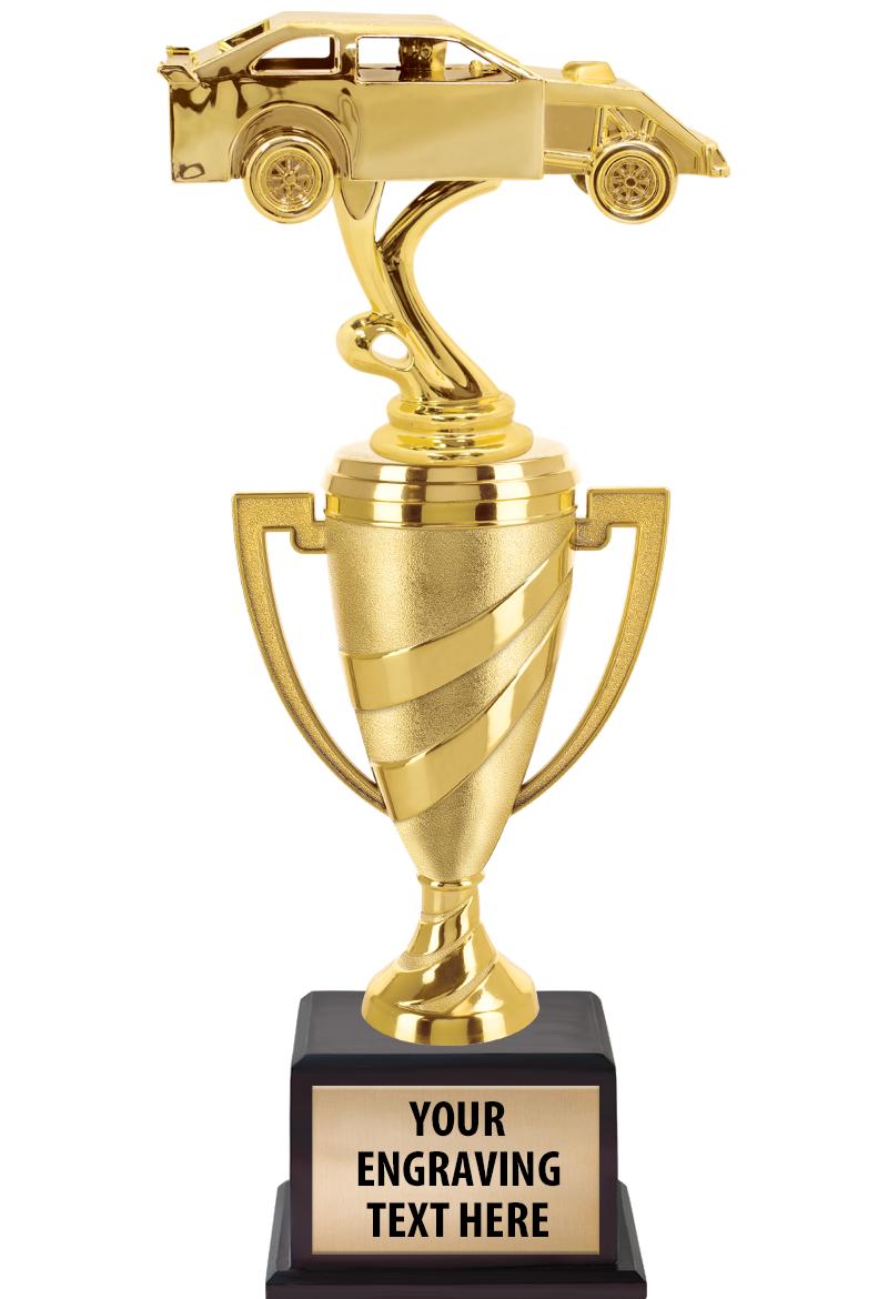 13"SWIRL CUP WOOD BS W FIG TRP