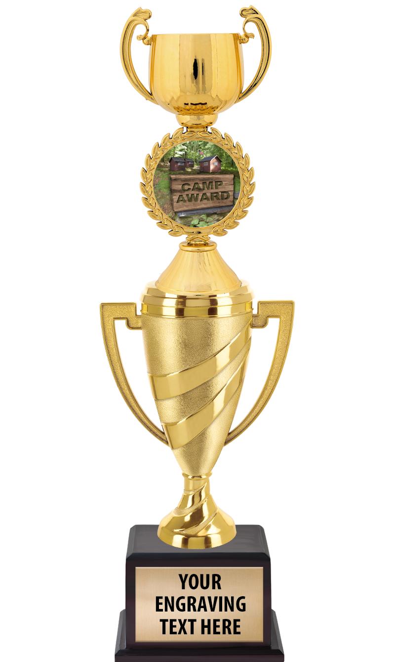 13"SWIRL CUP WOOD BS W FIG TRP