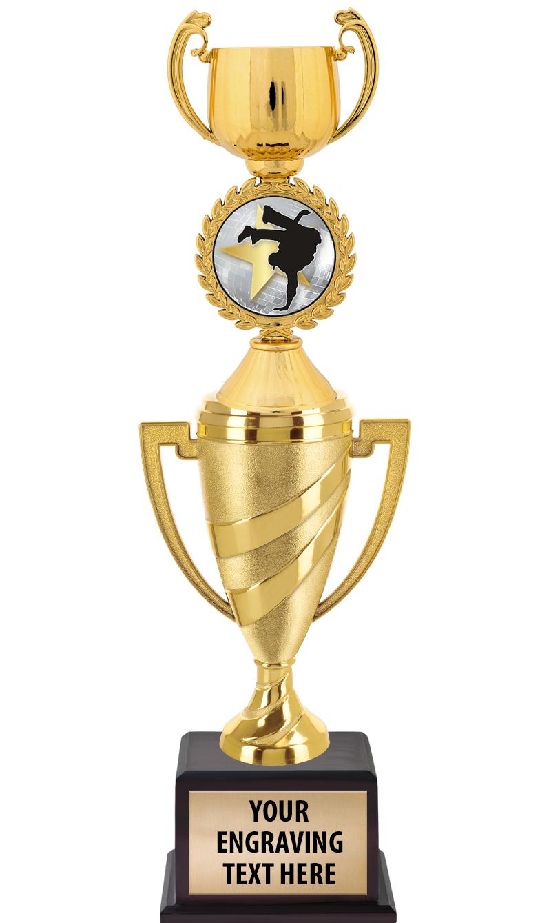 13"SWIRL CUP WOOD BS W FIG TRP