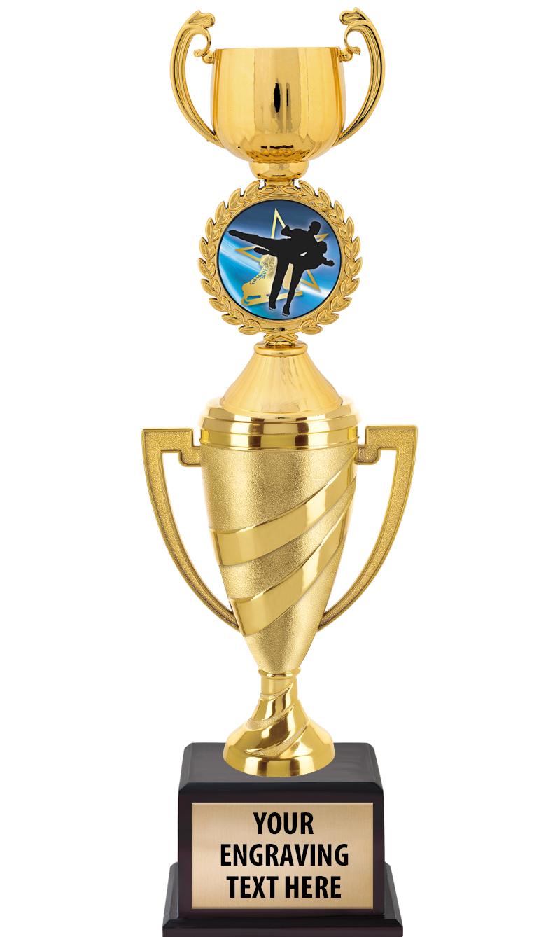 13"SWIRL CUP WOOD BS W FIG TRP