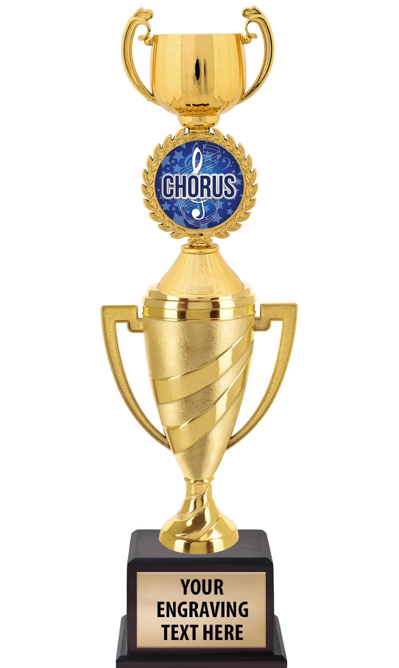 13"SWIRL CUP WOOD BS W FIG TRP