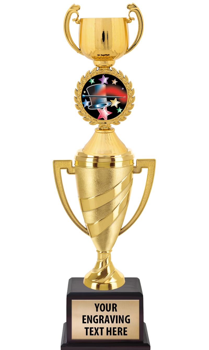 13"SWIRL CUP WOOD BS W FIG TRP