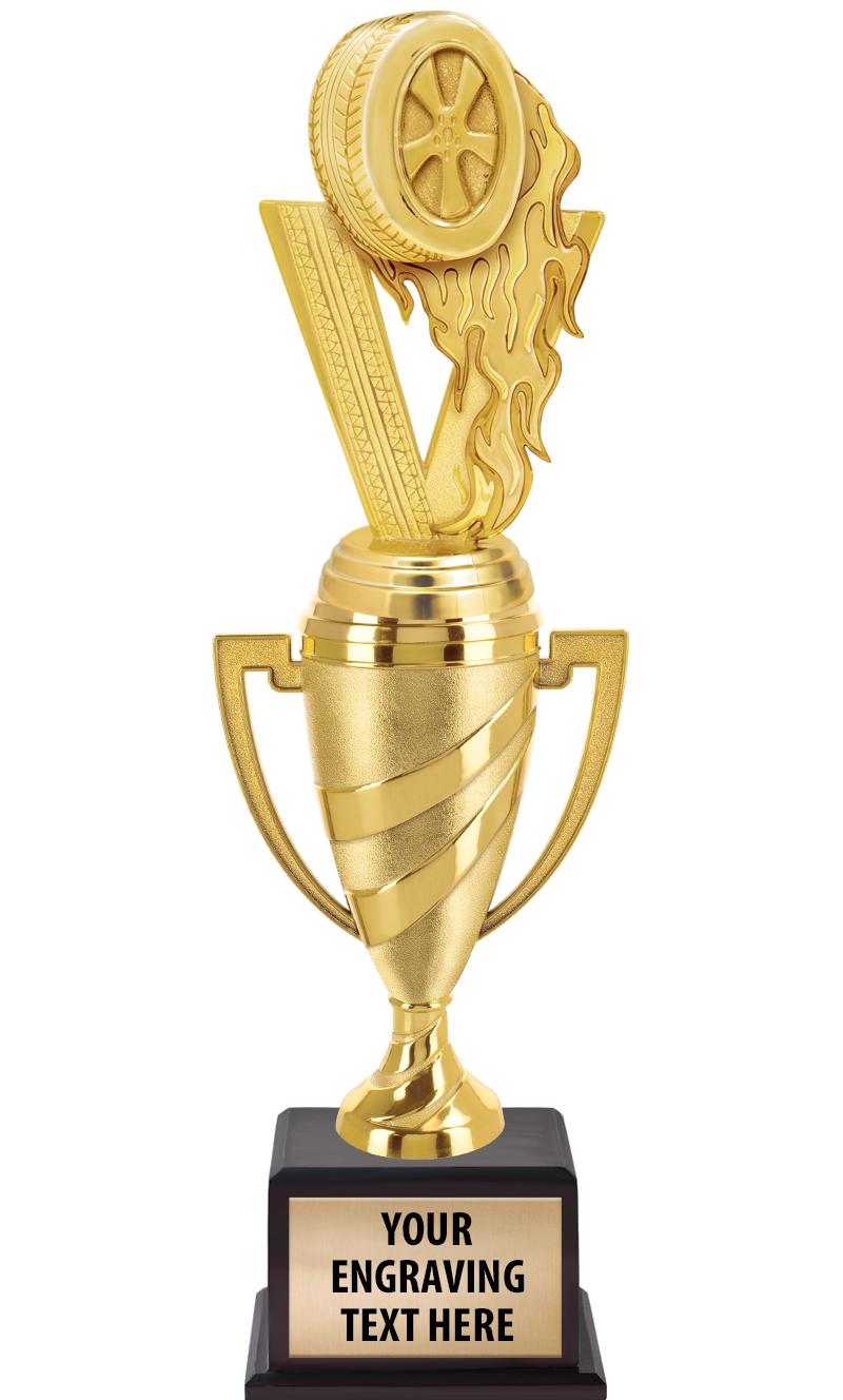 13"SWIRL CUP WOOD BS W FIG TRP