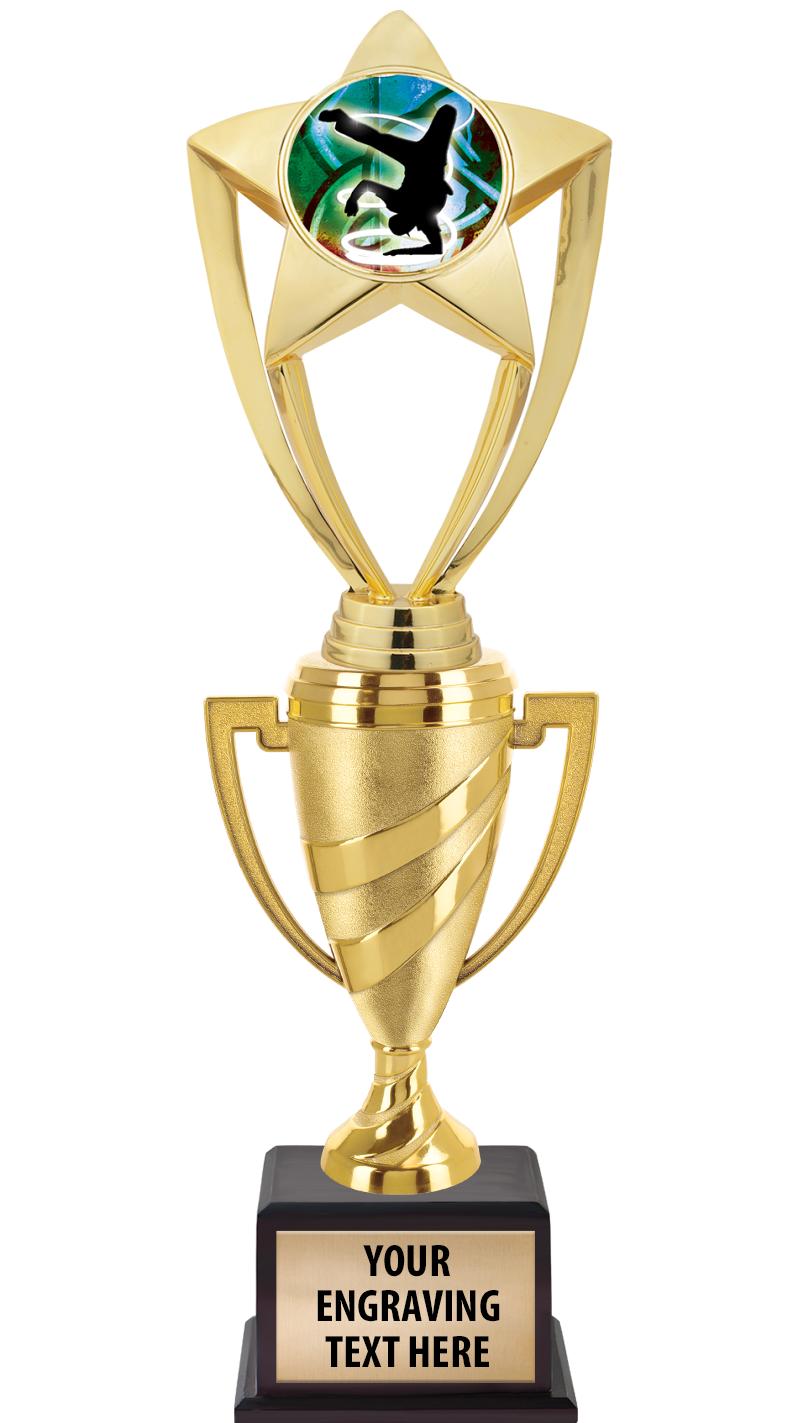 13"SWIRL CUP WOOD BS W FIG TRP