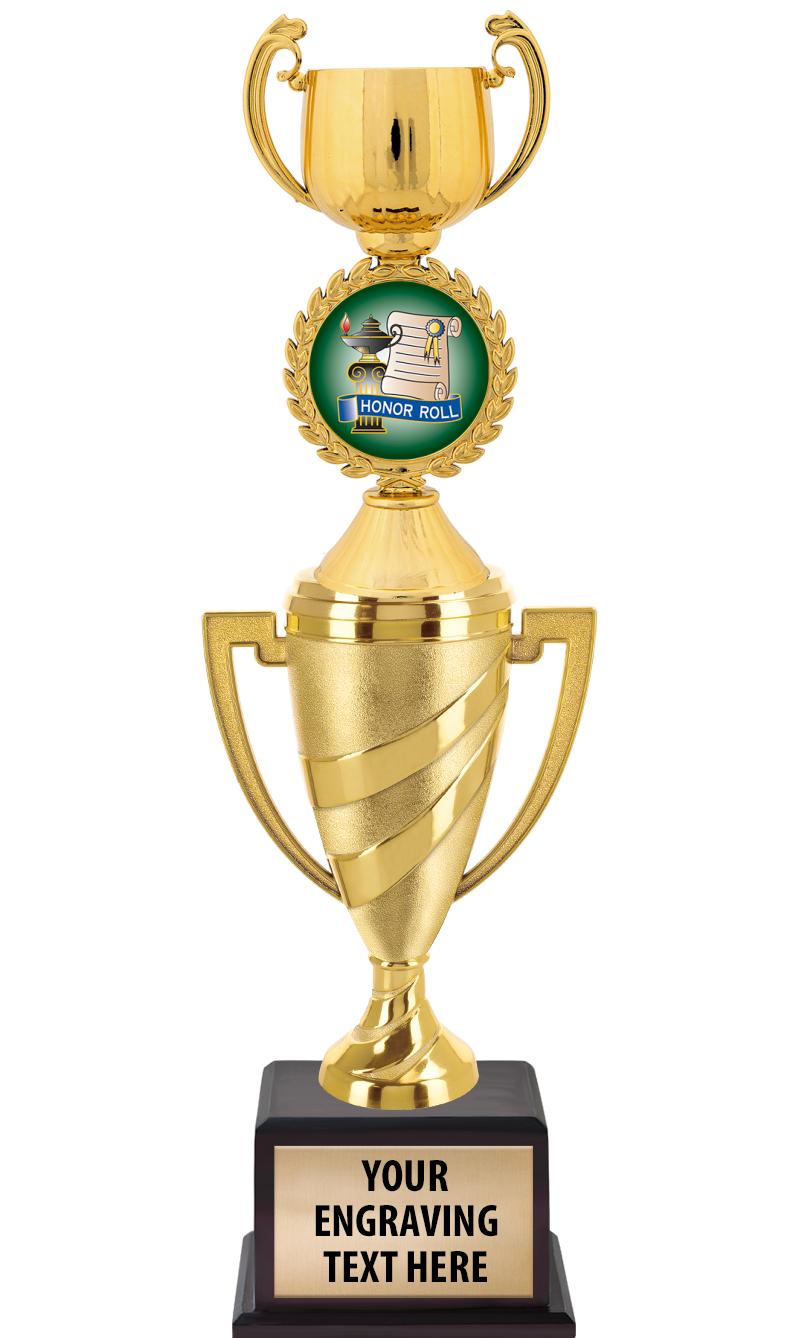 13"SWIRL CUP WOOD BS W FIG TRP