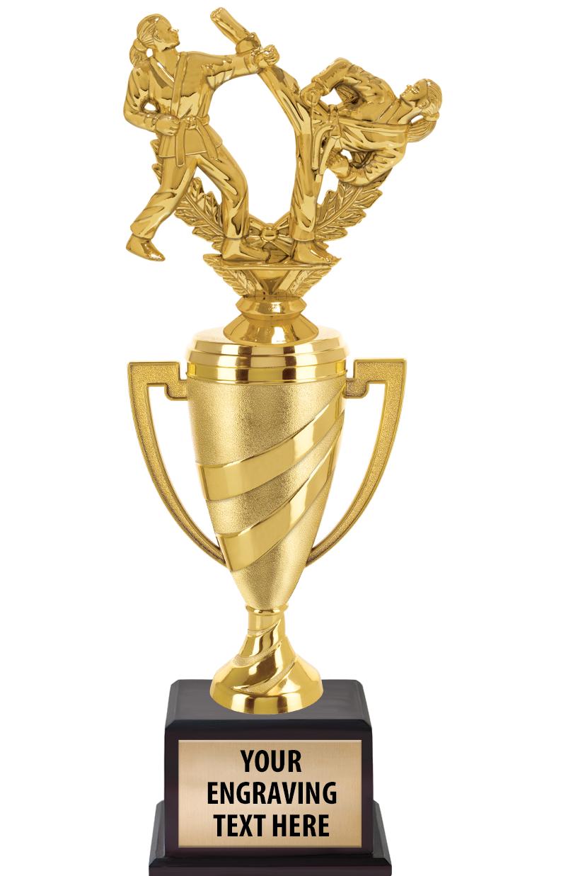 13"SWIRL CUP WOOD BS W FIG TRP