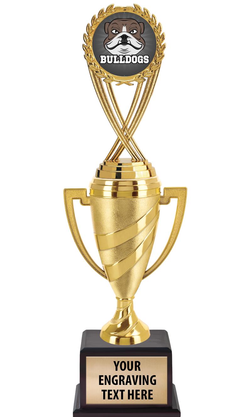 13"SWIRL CUP WOOD BS W FIG TRP