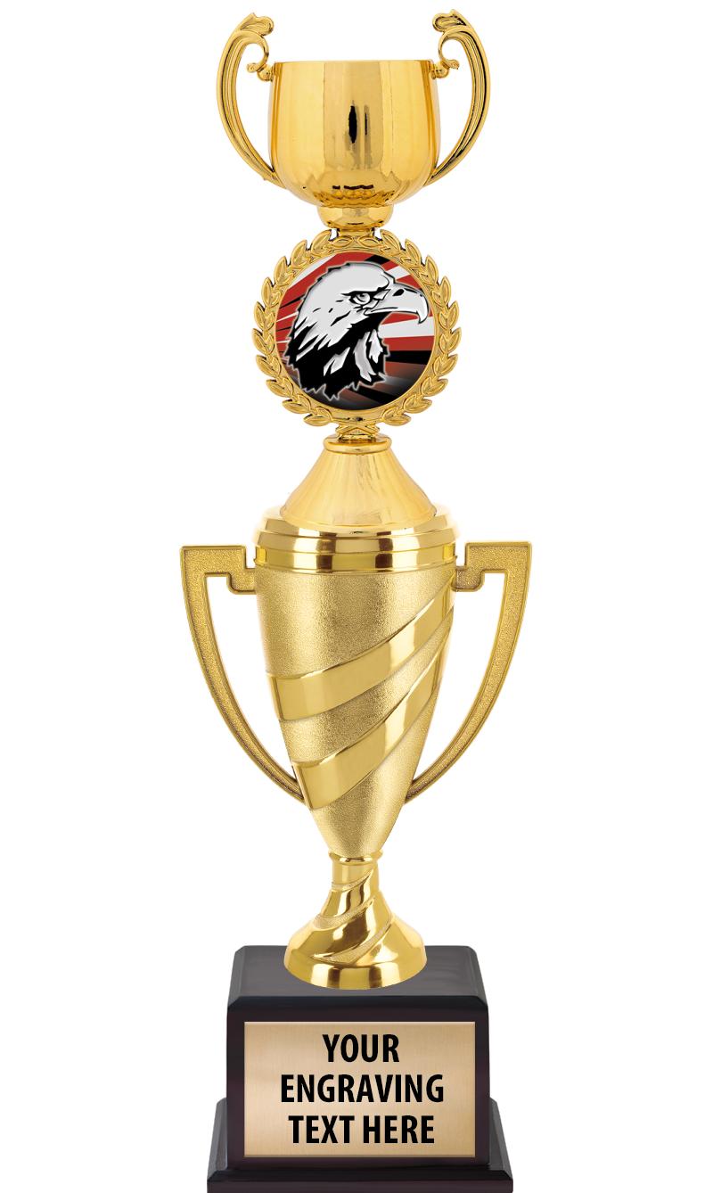 13"SWIRL CUP WOOD BS W FIG TRP