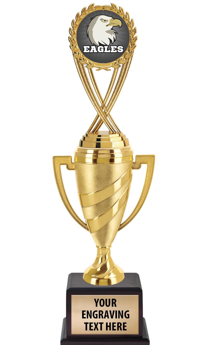 13"SWIRL CUP WOOD BS W FIG TRP