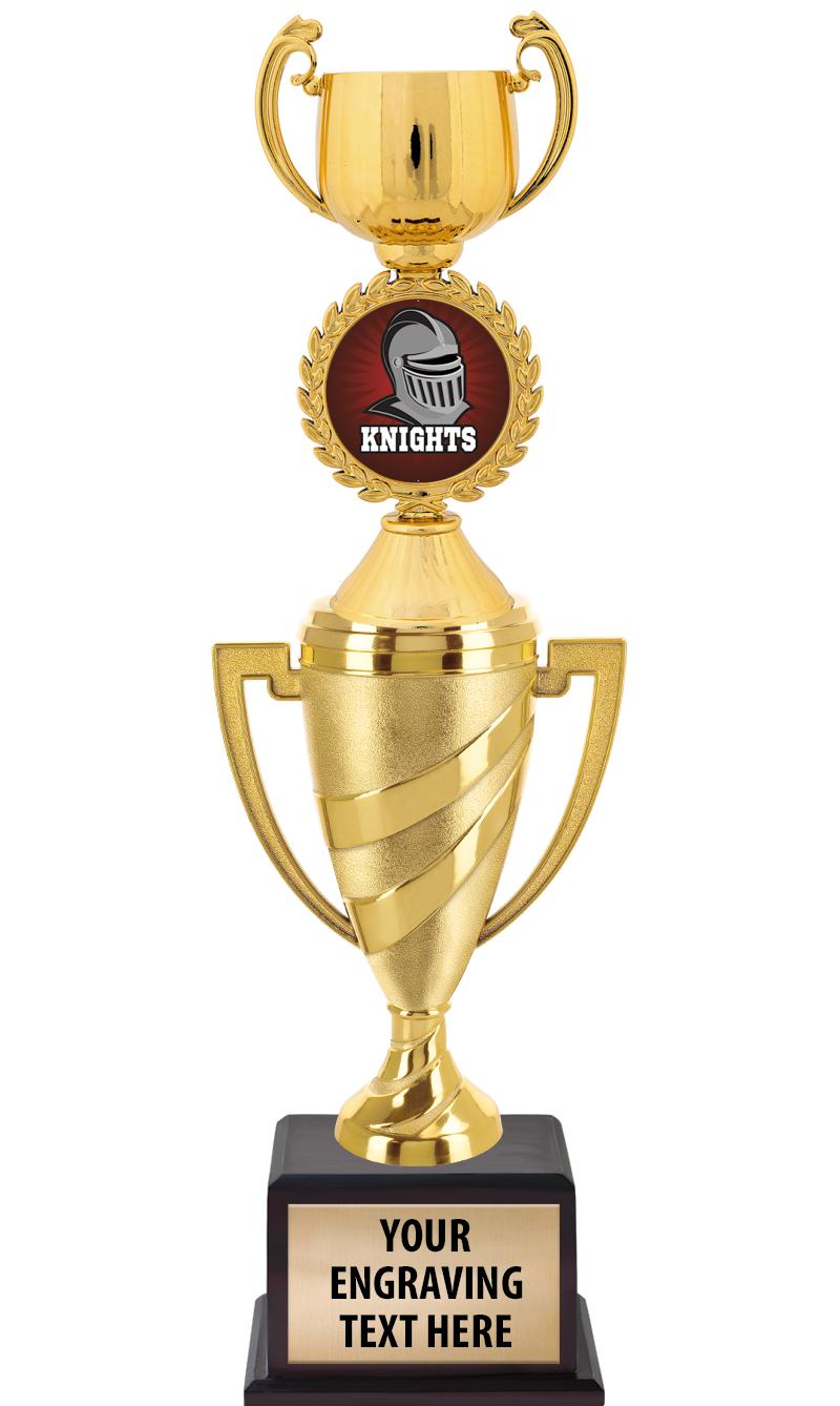 13"SWIRL CUP WOOD BS W FIG TRP