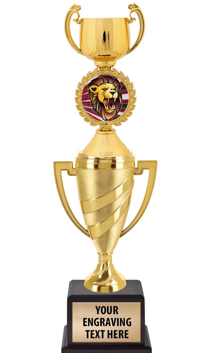 13"SWIRL CUP WOOD BS W FIG TRP